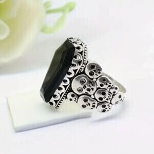 Black Coffin Skull Ring Size 7